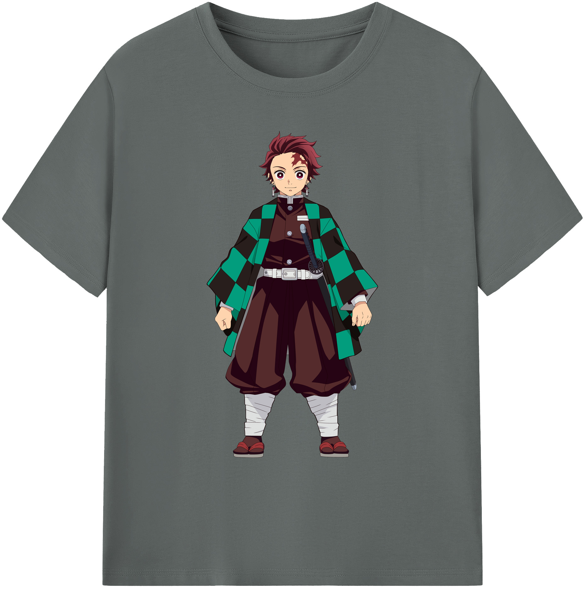 （画像用） 鬼滅の刃 竈門 炭治郎／かまど たんじろう Kamado Tanjirou 綿100％ メンズ半袖Tシャツ｜肌触りやわらか＆通気性